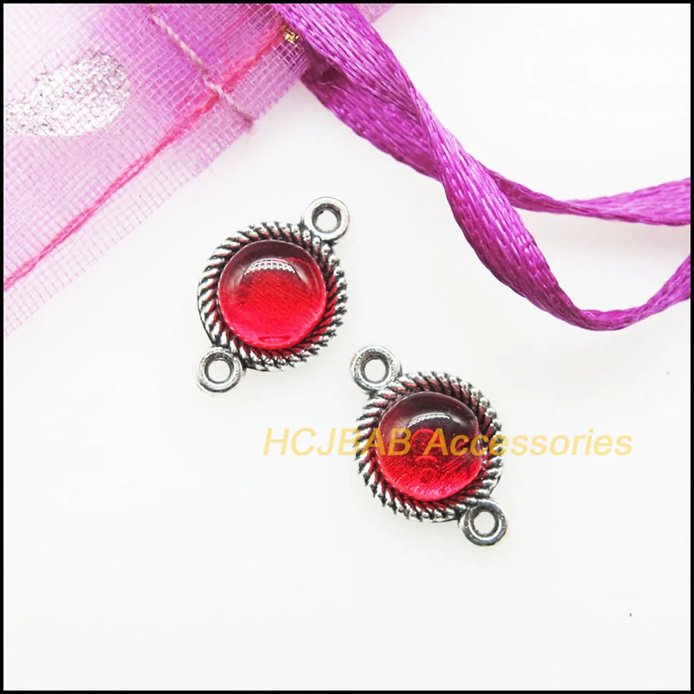 20 New Round Charms Red Glaze Wheel Pendants Connectors 8.5x13mm