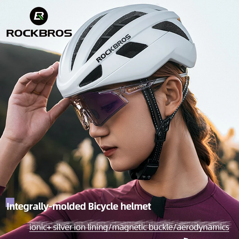 ROCKBROS Ultralight Bicycle Helmet for Men with Magnetic Buckle Mtb Road Racing Bike Helmet for Aerodynamics PC+EPS Safety Casco