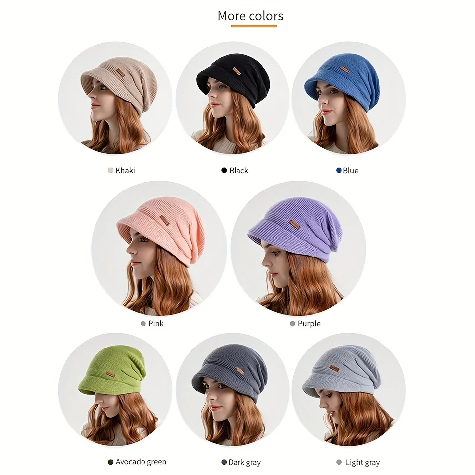 GOBYGO الشتاء مبطن كومة قبعة حماية الأذن قبعة أنيقة على الموضة حماية الباردة الدافئة البلوز قبعة سميكة واسعة حافة تظهر الوجه الصغيرة #4