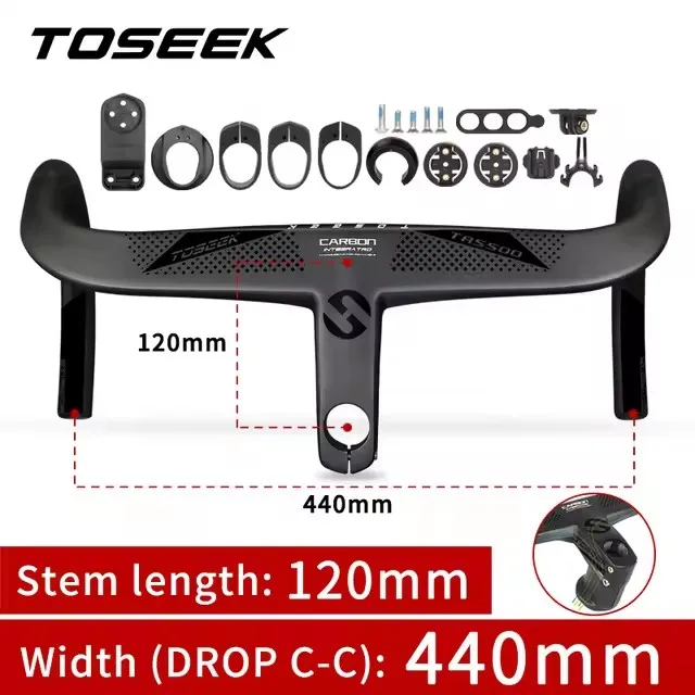 TOSEEK TR5500 T800 Carbon Fietsstuur Racefiets Geïntegreerd Stuur Met Fietscomputerhouder Volledige Interne Kabelgeleiding