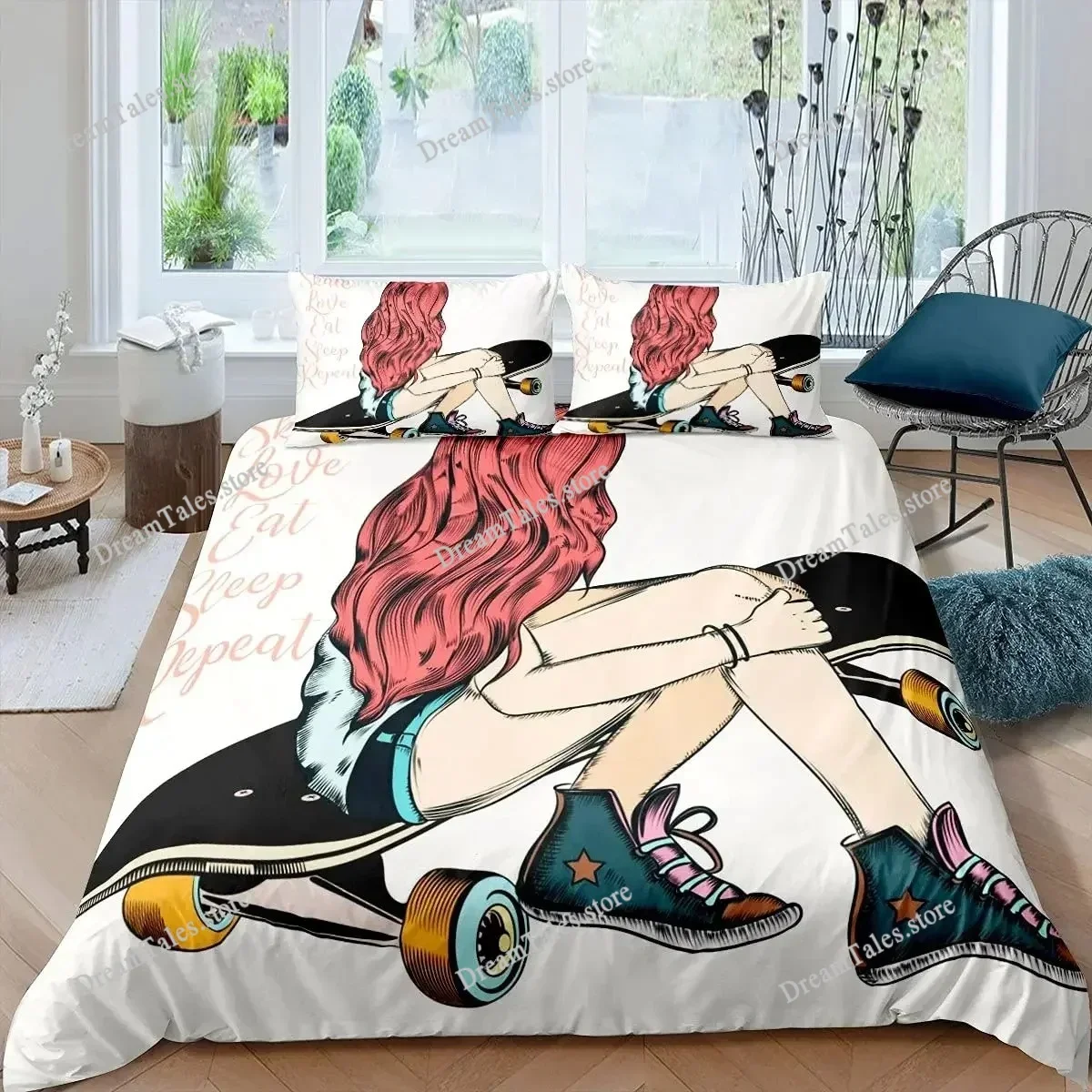 Skateboard Graffiti Art Bedding Set Single Twin Full Queen King Size Bed Set Aldult Kid Bedroom Duvetcover Sets Bed Sheet 2025