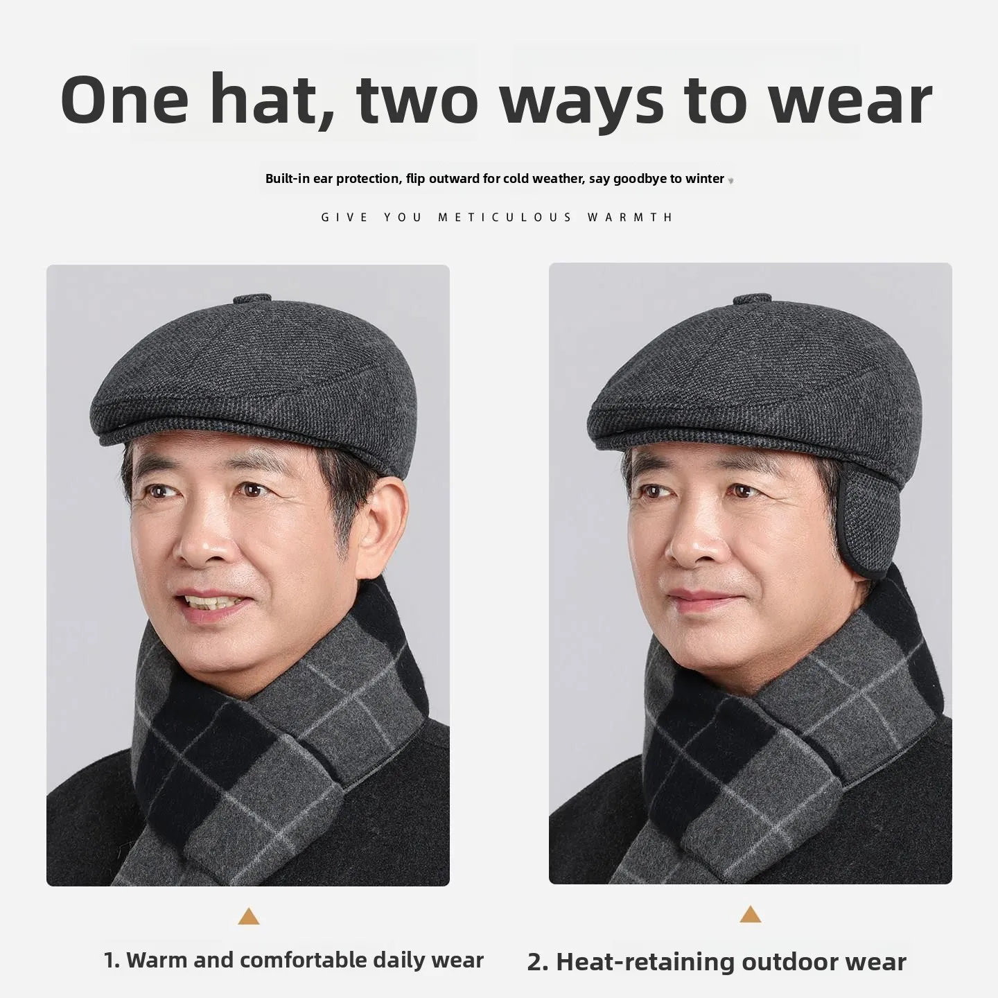 Warm Winter Cap for Elderly Men Dad Grandpa Forward Cap Middle-Aged And Elderly Ear Protection Cold Proof Duckbill Cotton Cap