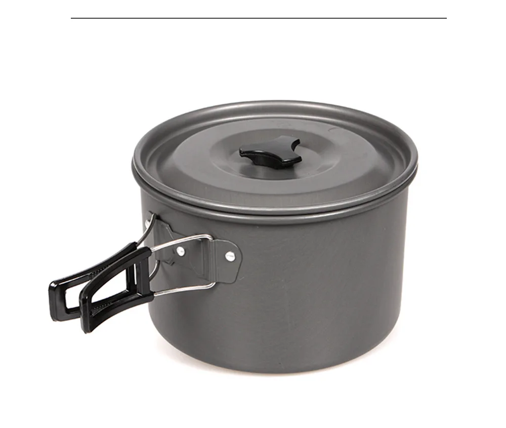 2L Outdoor Camping Cooking Pan Big Capacity Saucepan Portable Thermal Nonstick Pot Aluminum Alloy Cooker Picnic Hike Accessories