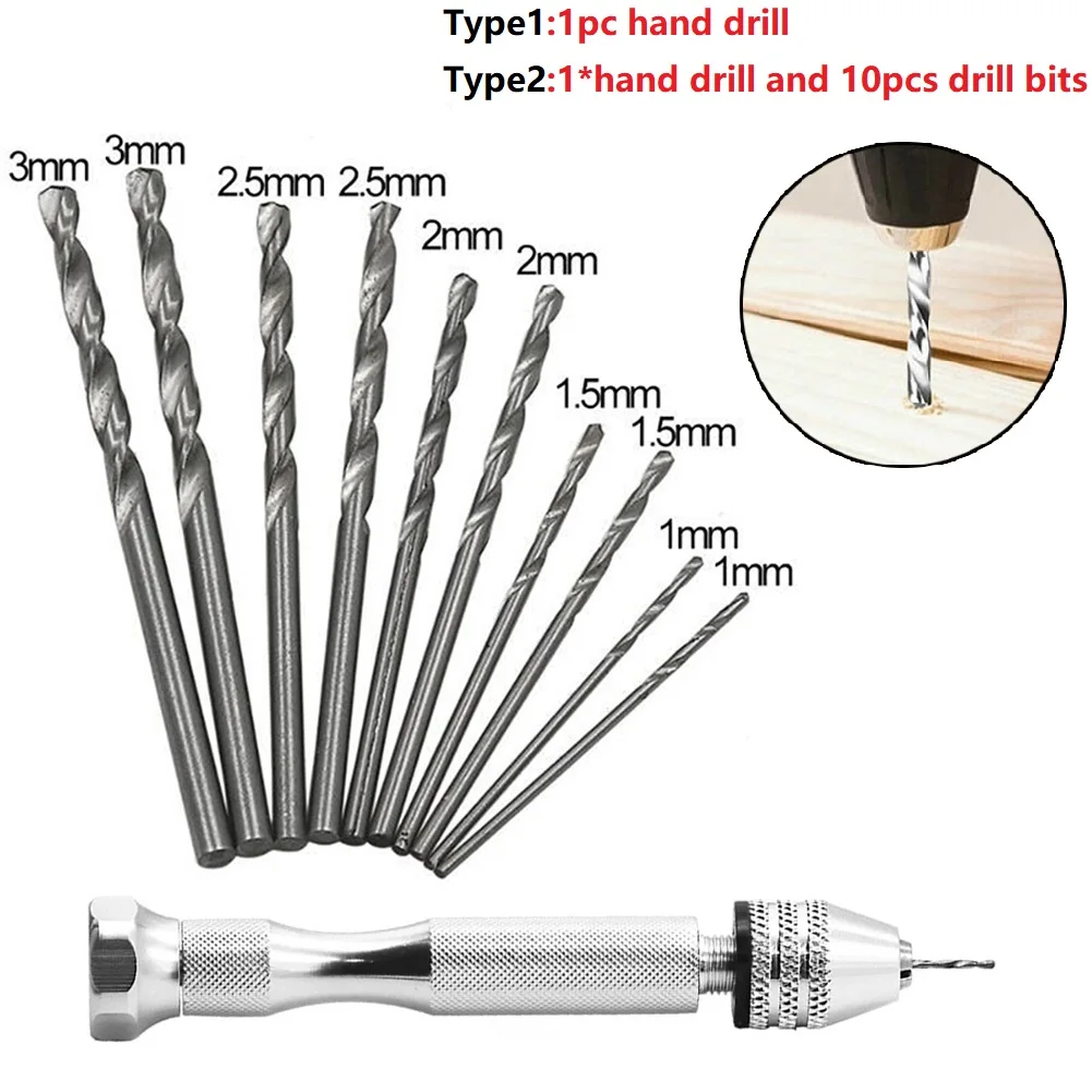 Spannfutter, Handbohrmaschine, Haus und Garten, 1/11 Stück, tragbar, silberfarben, 0,3–3,2 mm, 1,0/1,5/2/2,5/3 mm, 3,74 Zoll, 95 mm Bohrer