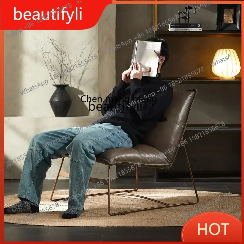 G8578 Nordic Modern Minimalist Designer Leather Backrest Leisure Couch Single Sofa Home Balcony Recliner