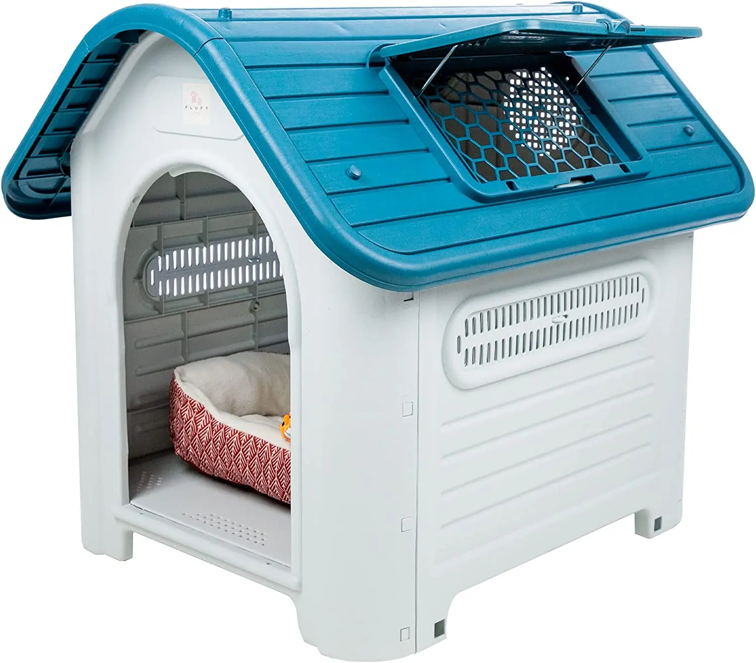 

Cozy Shelter with Raised Floor Weatherproof Floor Drainage Dog Kennel Temperature Controlled Ventilation