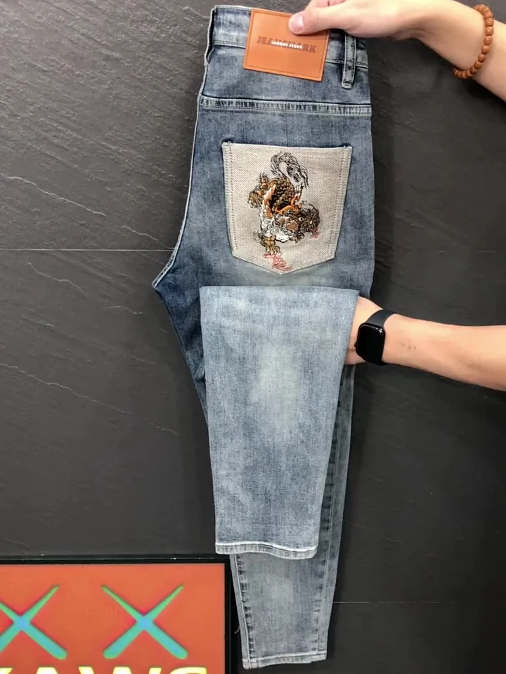 

Высококачественные мужские джинсы: новая модная модель весна-осень, облегающие, повседневные, удобные, дышащие, антибактериальные