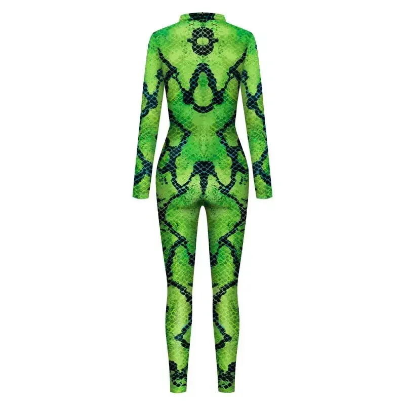 Mono de serpiente verde, disfraz de Halloween, disfraz de adulto Unisex, mono con estampado 3D de manga larga, disfraces de Carnaval de Purim de Halloween
