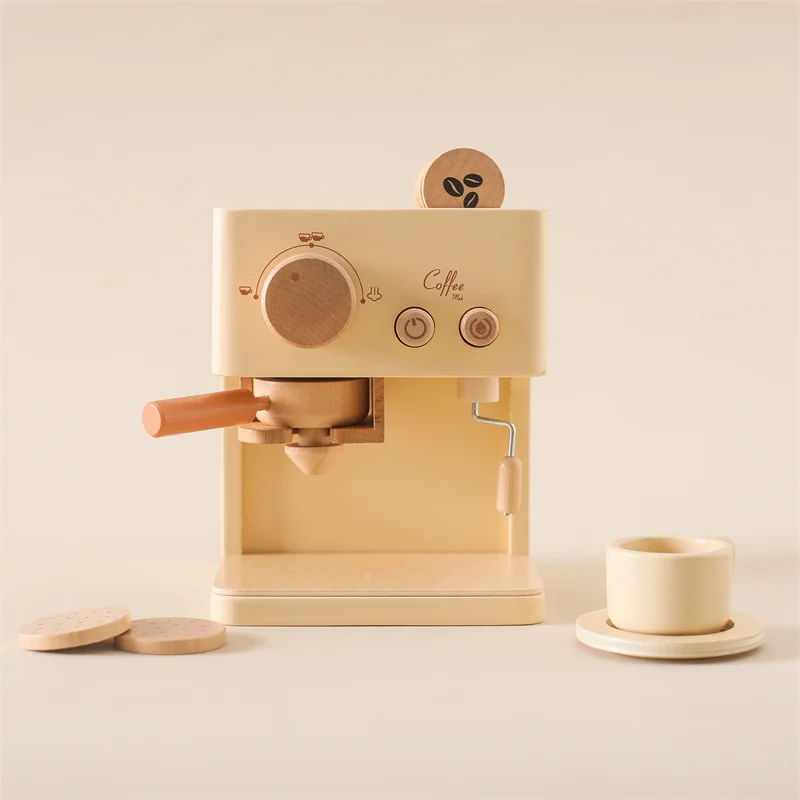 Children's Coffee Machine Kitchen Toys Wooden Montessori Toys Set Kids Cosplay Play House Early Education Educational Toys Gifts