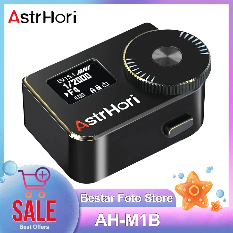 

AstrHori AH-M1B Brass Light Meter Cold Shoe Real-time External 0.66"OLED Display Camera Light Meter