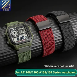Nylon strap18mm For Casio AE-1200WH/1300/1000 A159 A158W A168/F91W SGW400 AQ-150W W218 woven elastic fabric watchband  bracelet