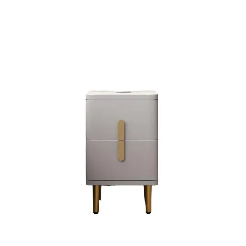 Super narrow bedside table bedroom small light luxury all solid wood rock slab paint very simple modern mini bed