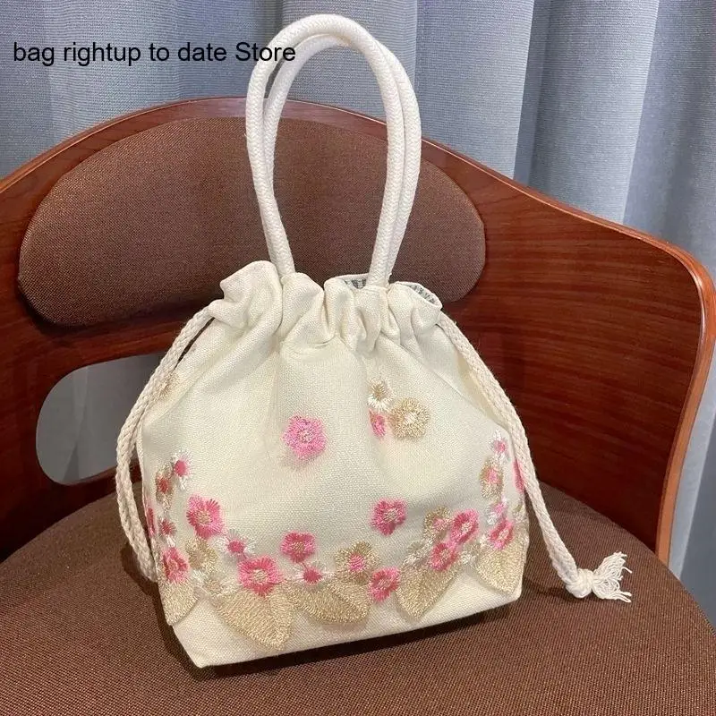 Chinese Ancient Style Daily Han Dynasty Accessories Handmade Lace Embroidery Fabric Change Lightweight Single Shoulder Handbag