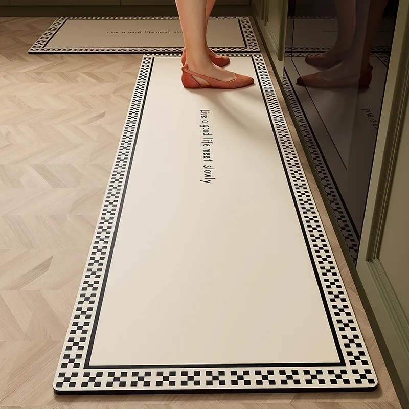Kitchen PVC Leather Washable Floor Mat Home Oil-resistant Waterproof Carpet Scratch Resistant Wear-resistant Home Easy Clean Rug