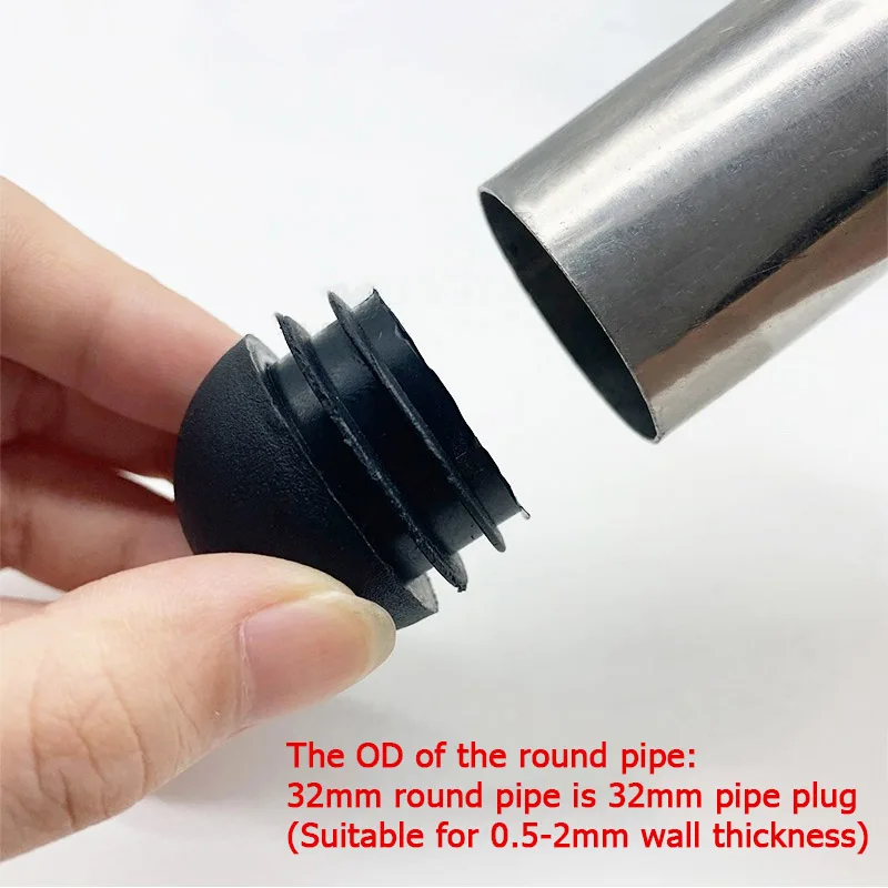 1/4/10/50pcs Black Domed Round PE Plastic Black Blanking End Caps Tube Pipe Inserts Plug Sleeve Protect Cover 16 19 22 25 32mm