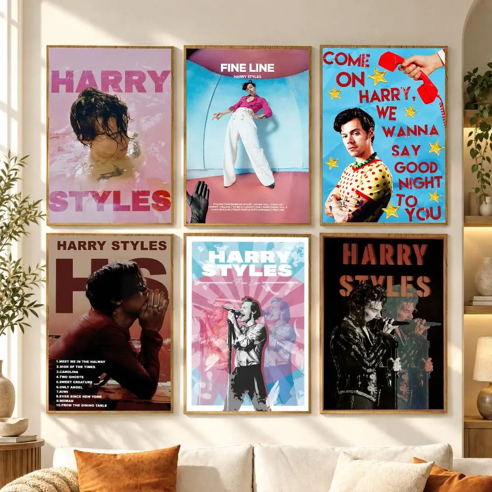Pop Rock Singer H-Harry Styles Poster Premium Modern Waterproof Wall Art Pictures for Bedroom Living Room Bar Decor