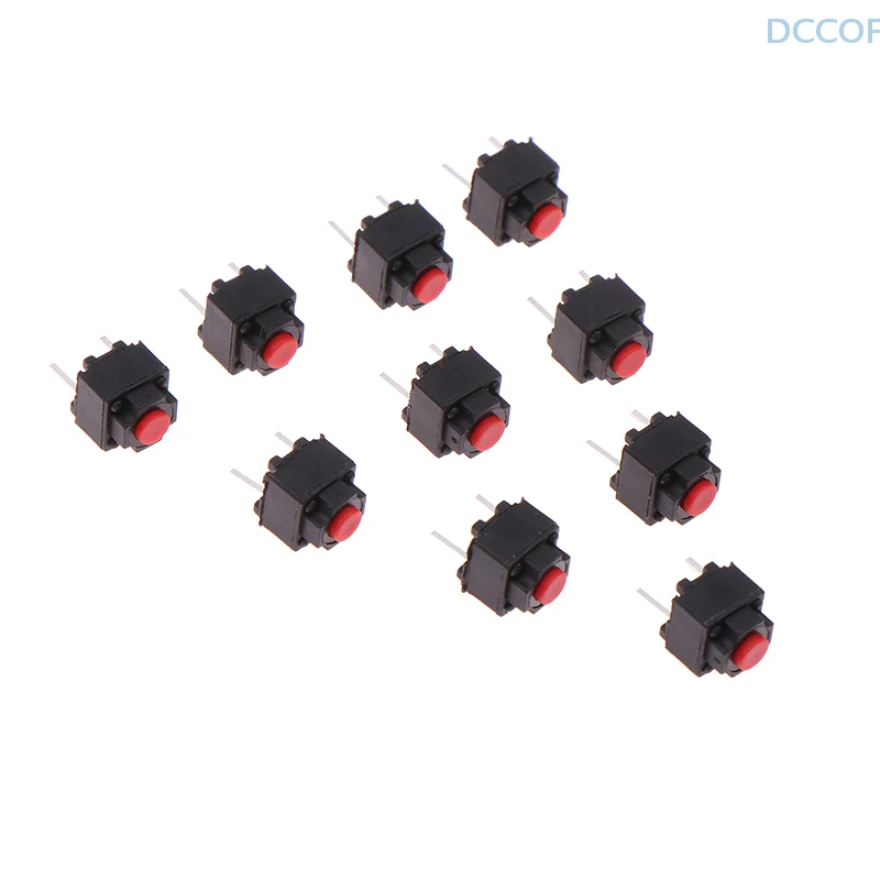 10Pcs Dustproof Silent Red Headed Switch Wireless Mouse Button Micro Switch 6*6*7.3 DIY Accessories Mute Button