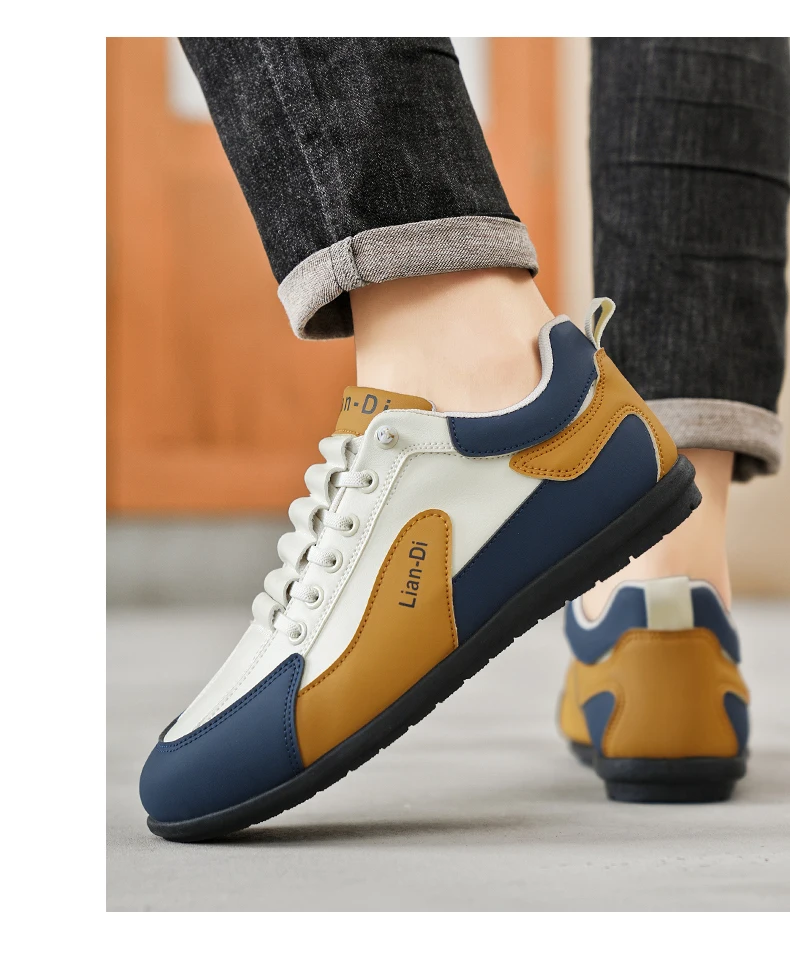 Niedrig geschnittene Herrenschuhe, große Größen, neue Frühlings- und Herbstmodelle, atmungsaktive Leder-Freizeitsportschuhe, weiche Sohle, rutschfest, Herren-Sneaker zum Autofahren. – Detail 12