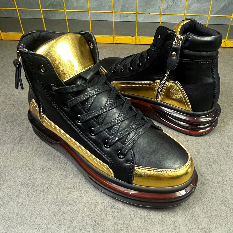 

Новый европейский стиль, корейская мужская обувь, кроссовки из натуральной кожи, мужская спортивная повседневная обувь с высоким берцем, повседневная обувь, увеличивающая рост