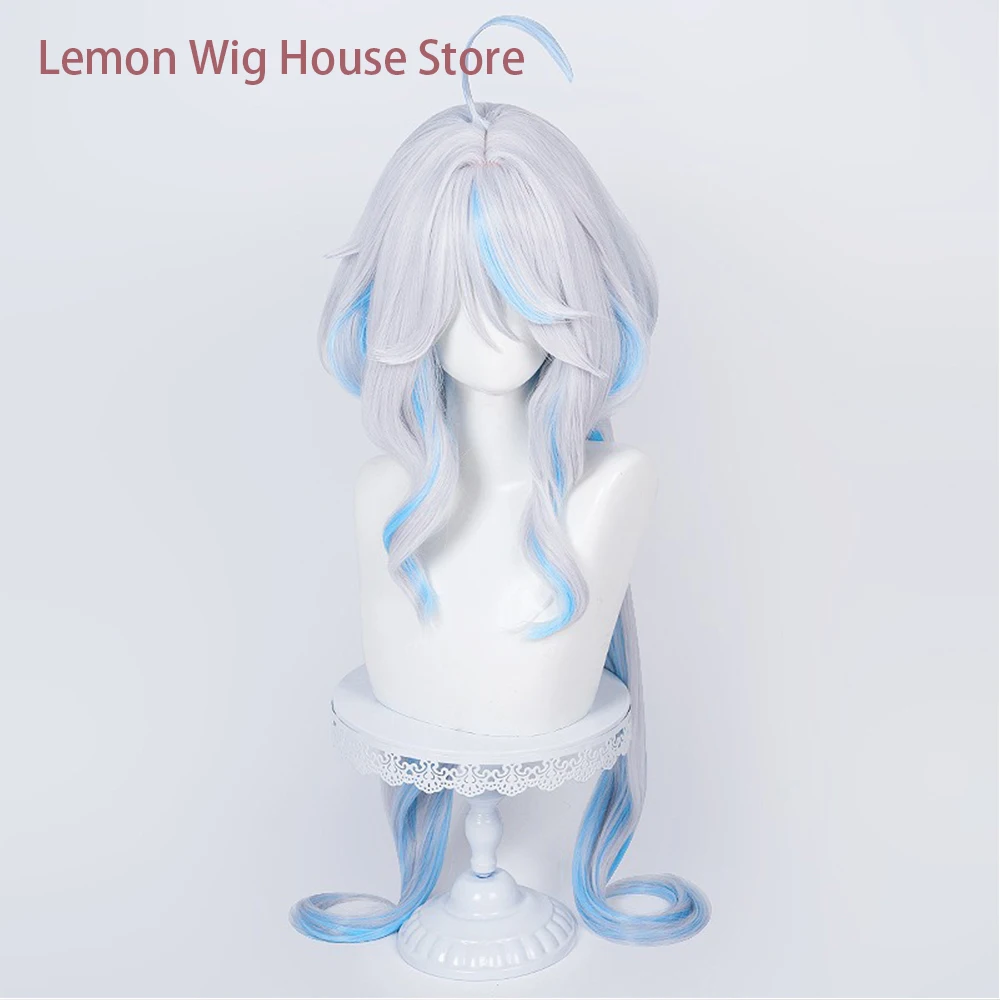 Picture 3: Focalors Cosplay Wig Furina Wig Adult Unisex Anime Wigs Halloween Props Xmas Gift  Long Straight Synthetic Wig Heat Resistant