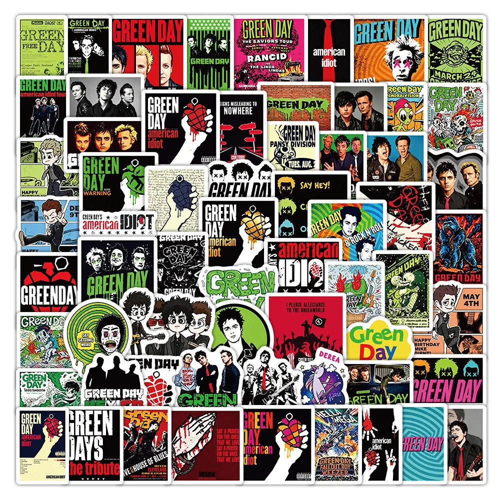 Punk Band Green Day Sticker Pack 100 Sheets Classic Rock Album Pattern Decorative Stickers for Laptop  Peel Joy Sticker Store