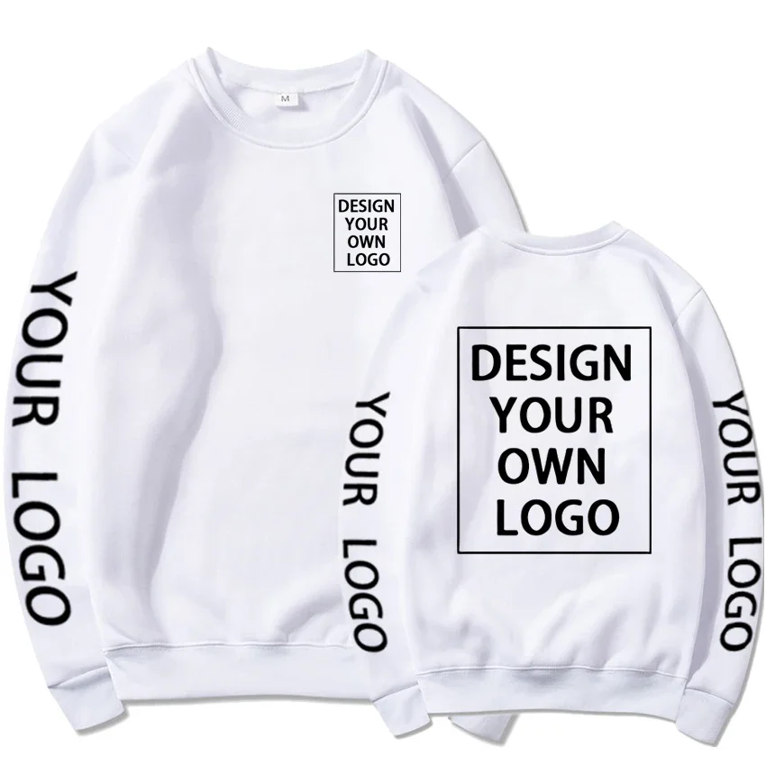 Your Own Logo Crewneck Sweatshirt Custom DIY Text Printing Pullovers Men/Women Harajuku Designs Streetwear Hoodies Fashion New