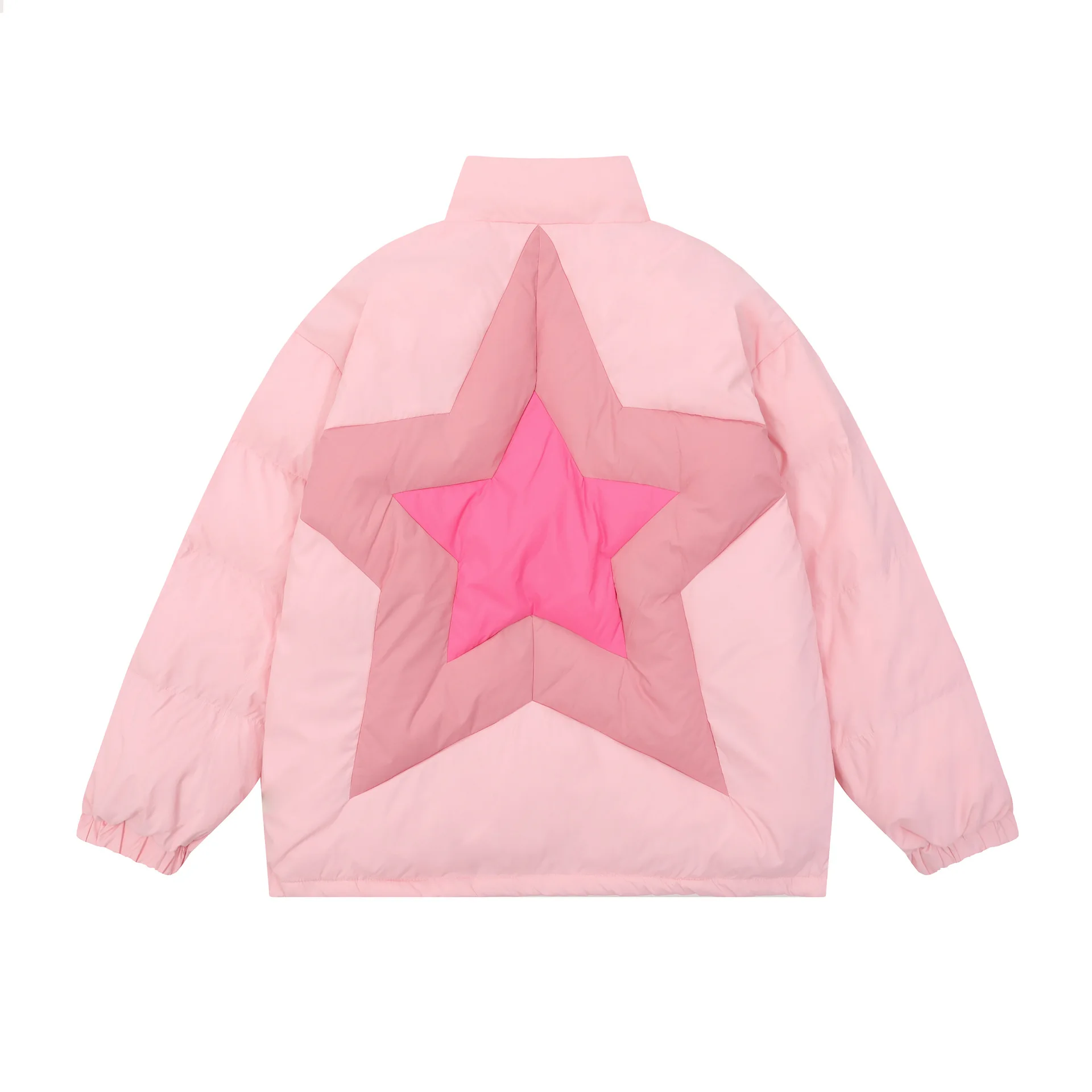 Winter Parkas ผู้ชายผู้หญิง Vintage Patchwork Star คอหนาเสื้อ Harajuku หลวมให้ความอุ่นผ้าฝ้ายเบาะคู่ Streetwear