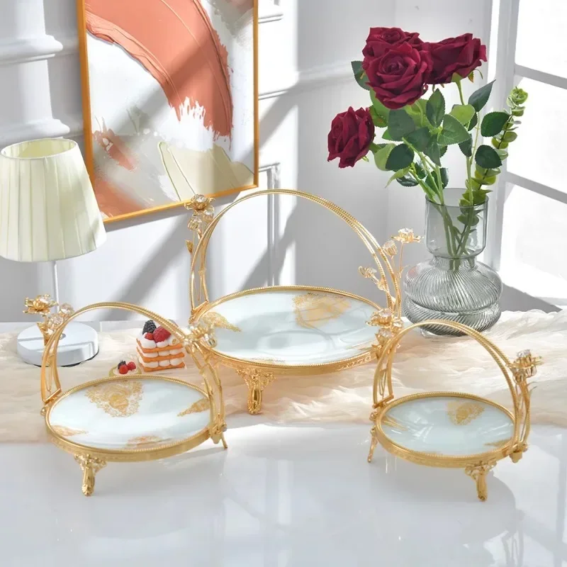 European high-end fruit plate creative modern light luxury metal fruit plate hotel KTV living room household snacks snack basket