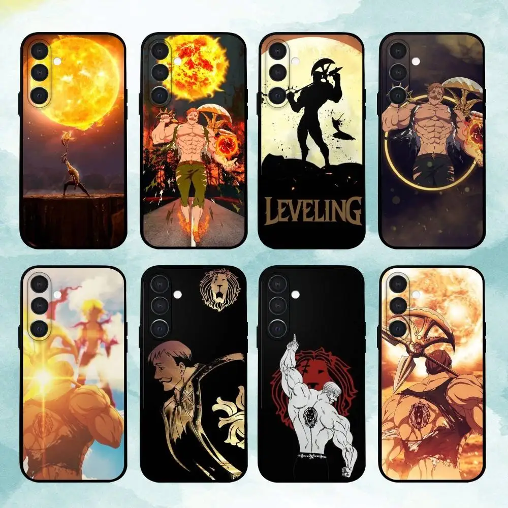 

E-Escanor Sun Cartoon Phone Case For Samsung A73,72,71,A52,51,40,41,A22,A32,31,A13, Soft Black Shell