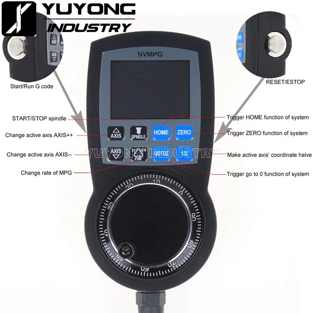 Imagem -05 - Cnc Eixos Volante Mach3 Mpg Pingente Manual Gerador de Pulso Roda de Mão Completo-caracterizado Comunicação Serial com Display Lcd