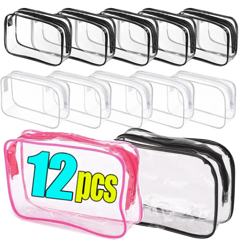 

1/12PCS PVC Portable Cosmetic Bags Transparent Travel Storage Organizer Makeup Bags Beautician Beauty Cases Toiletry Wash Bags