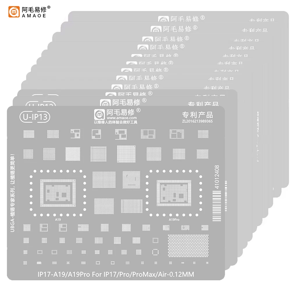 

Amaoe A8~A19 Pro Reballing Stencil For iPhone 6-17 Pro Max Motherboard CPU Chip BGA Planting Tin Template Soldering Steel Mesh