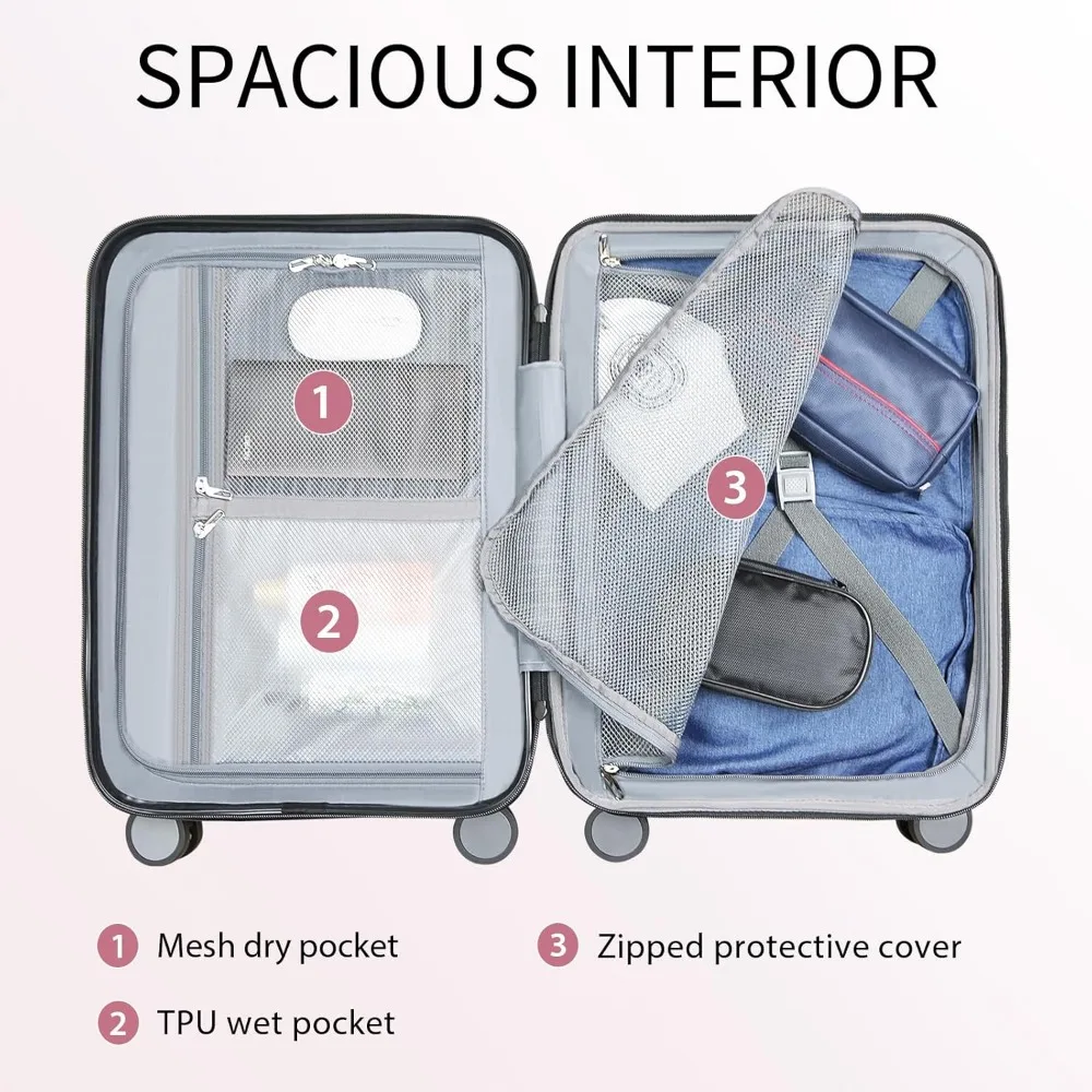 Expandable Hardside Spinner Luggage with Built-in TSA Lock, Durable Rolling Suitcase for Travel with USB Port, Long-Lasting Carr