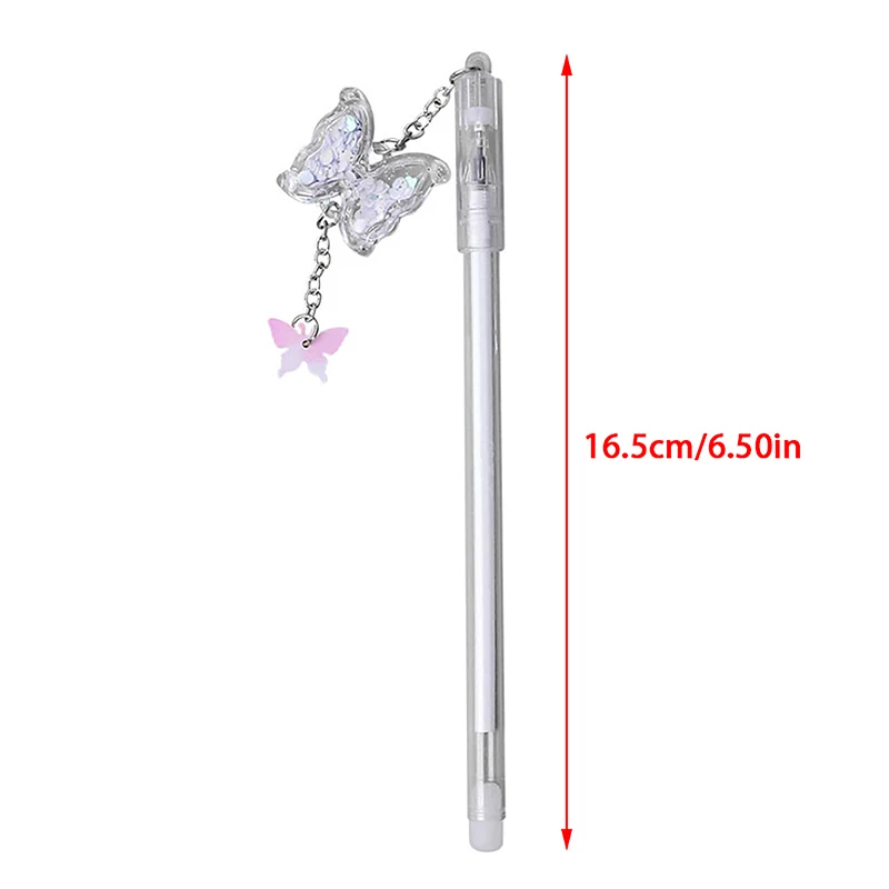Bonito dos desenhos animados Borboleta Pingente Caneta Gel, Kawaii Escola Material de Escritório, Papelaria Estudante, Linda Caneta Escrita, Tinta Preta, Presente, 0.5mm