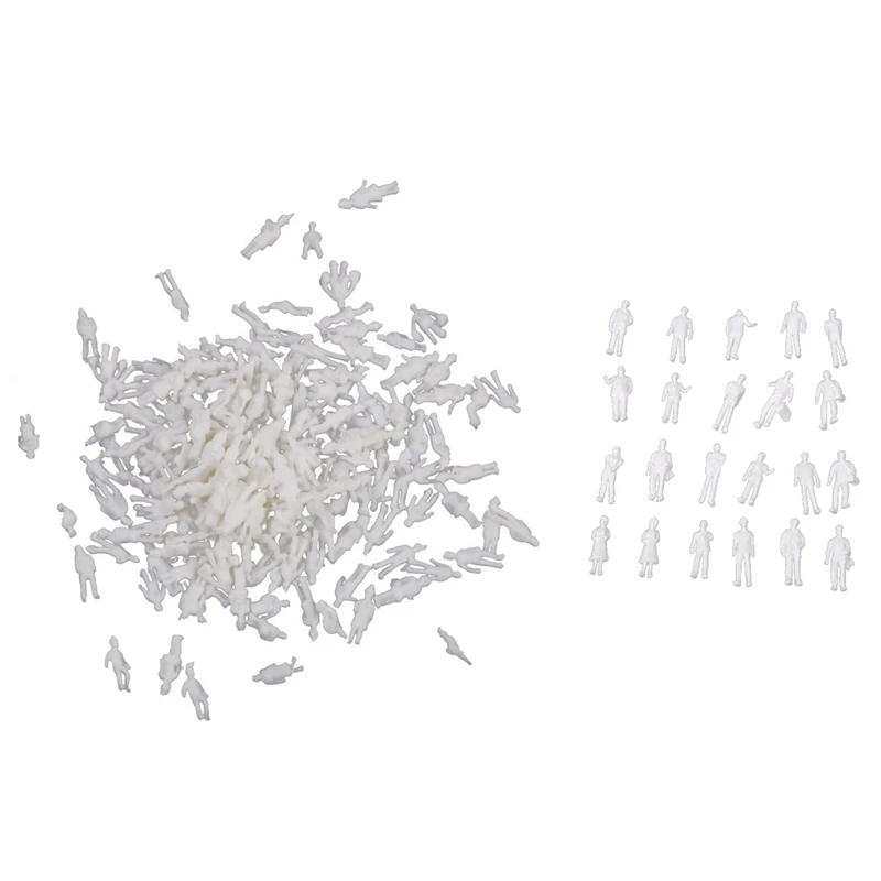 200 Pcs White Model People: 100Pcs Model People Figures Scale 1:200 Assorted Style & 100Pcs HO Scale 1:100 Model People Unpainte