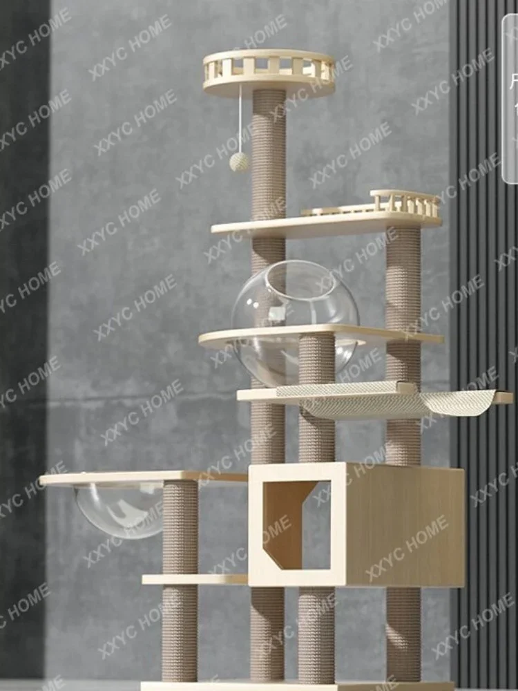 

All Solid Wood Climbing Frame Space Capsule Nest Tree One Shelf Luxury Large Villa Cat Climber