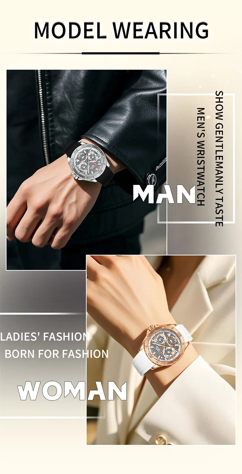 OFNS 2025 New High end Men's Watch with Three Eyes, Six Needles, Night Light, Waterproof, Weekday, Women's Sports Quartz Watch