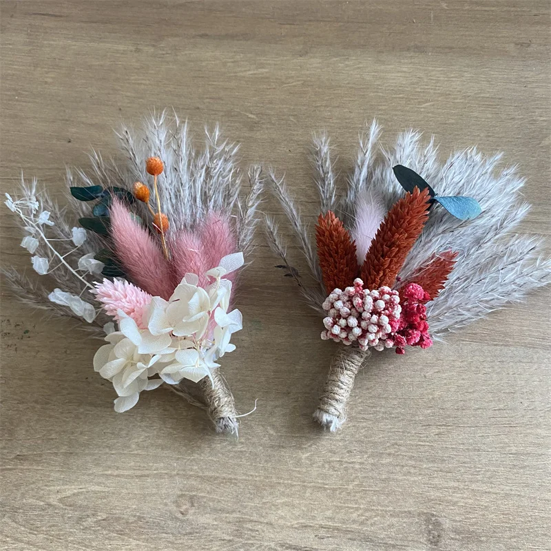 Real Natural Rabbit Tail Grass Dried Flower Arrangement Mini Bouquet Unique Bulk Wedding Gifts for Guests Boho Party Home Decor