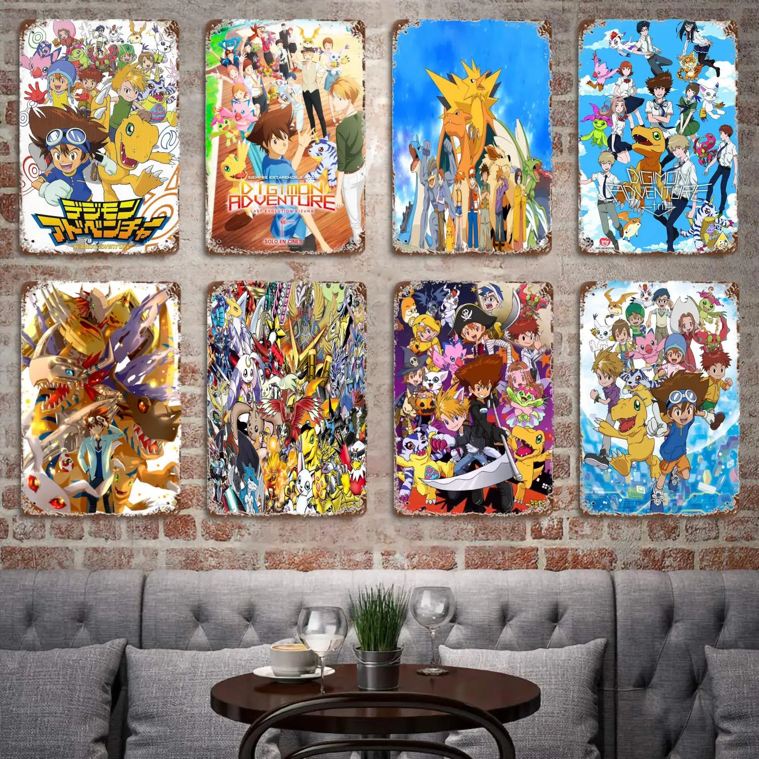 Anime Digimon Adventure Decor Poster Vintage Tin Sign Metal Sign Decorative Plaque for Pub Bar Man Cave Club Wall Decoration