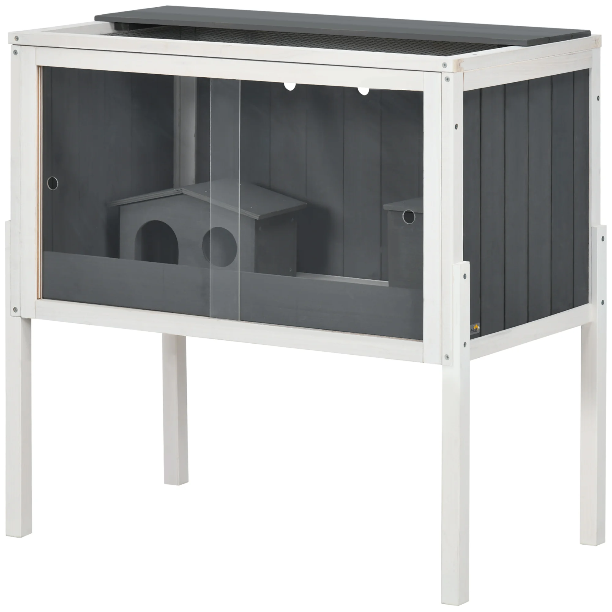 Spacious PawHut Wooden Hamster Cage for Small Pets