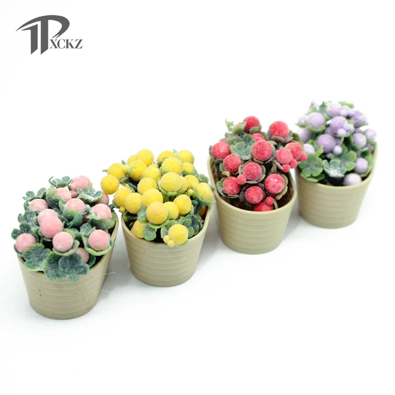 

1/12 Dollhouse Simulation Flower Plant Potted Dollhouse Mini Home Decoration Dolls House Micro Landscape Plant Accessories