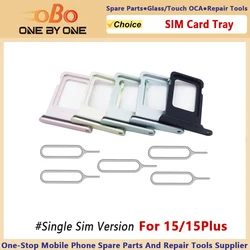 Single SIM Card Tray Holder Slot Replacement for iPhone 15 and 15 Plus with Eject Pin (Single Sim Version）Black Pink Blue Green