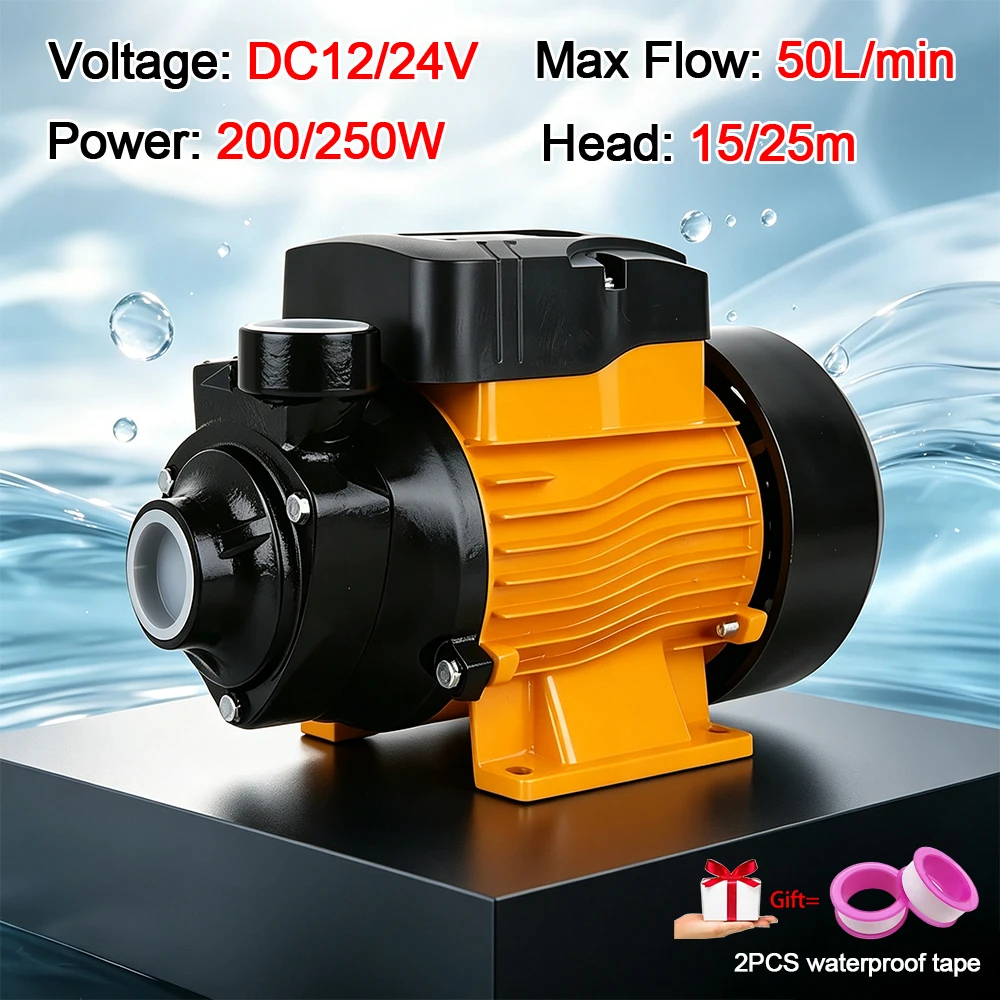 Solar Battery Powered DC Vortex Self‑Priming Water Pump 12V 24V Max 35L/min Clean Water Pump for Agricultural Garden Irrigation