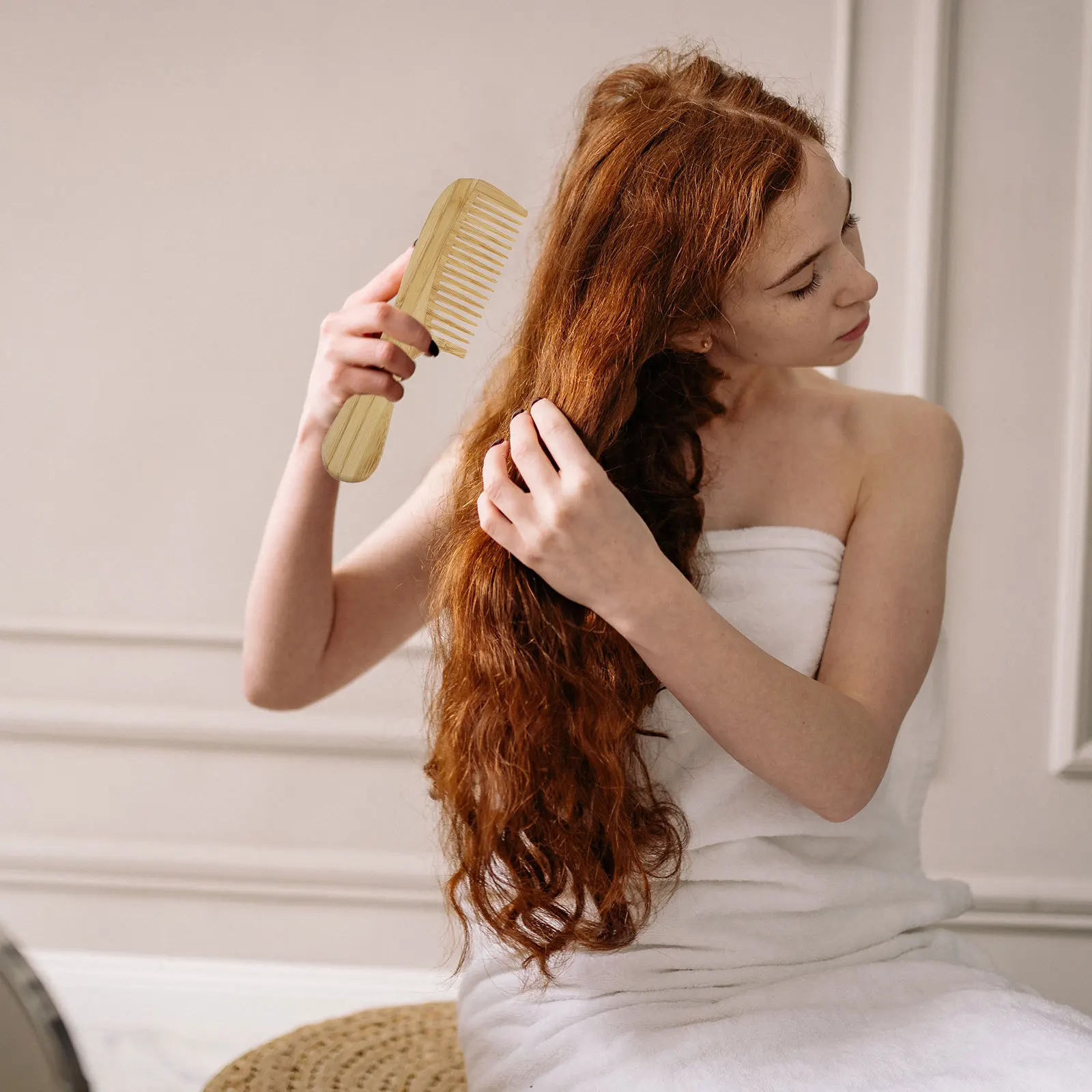 

7Pcs Bamboo Hair Brush Set Wooden Comb Scalp Massage Hairbrush for Men Women All Hair Types Bamboo Brush