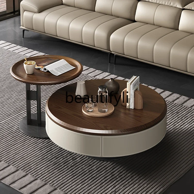 

zqqqqLight luxury high-end living room 2024 new living room home Italian minimalist round small coffee table