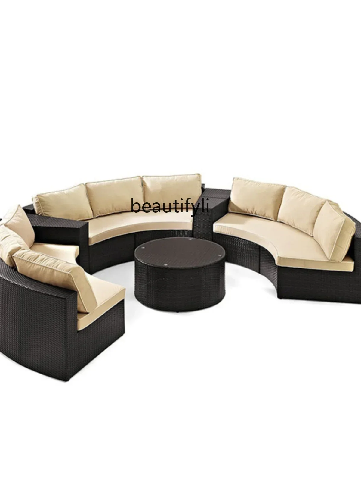 

Outdoor Living Room Rattan Sales Office Garden Courtyard Leisure Rattan Chair Lobby Sofa Coffee Table Furniture Combination