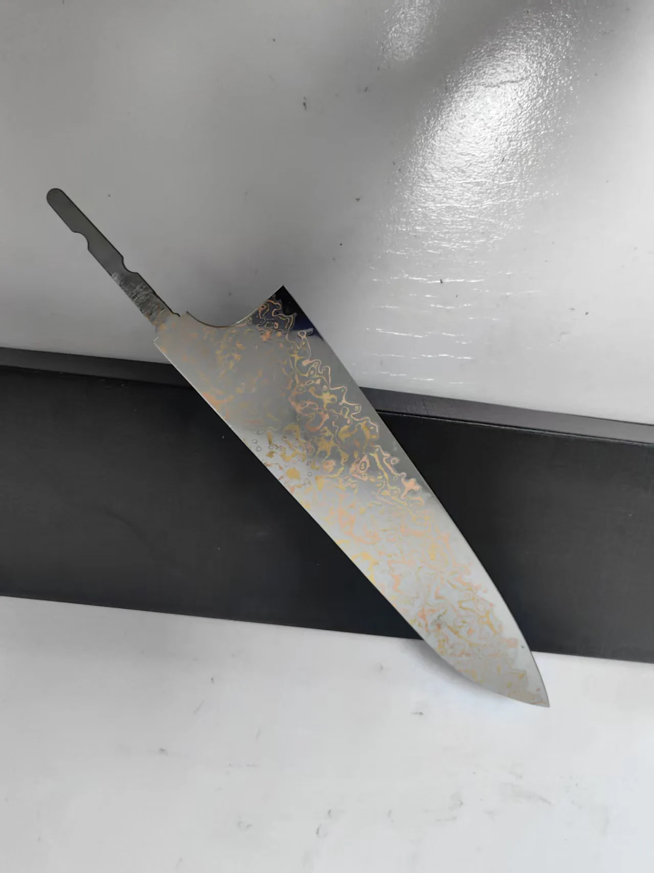 8 Inch Gyuto Knife Without Handle 73-Layers Tricolour Copper Damasus Steel Chef Cleaver Slicing Japanese Kitchen Knives DIY