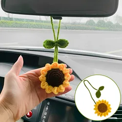 Handmade Sunflower Car Mirror Hanging Accessories for Women Car Styling Decor Auto Ornament Rear View Mirror Hanging Accessories