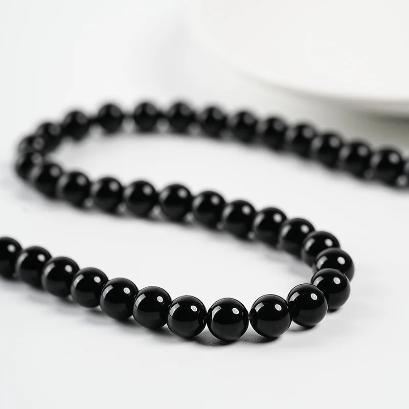 1 Strang 4/6/8/10/12mm Naturstein Schwarzer Onyx Achat Perlen Runde Lose Perlen für Bastelarbeiten DIY Nähen Kleidungszubehör – Detail 6