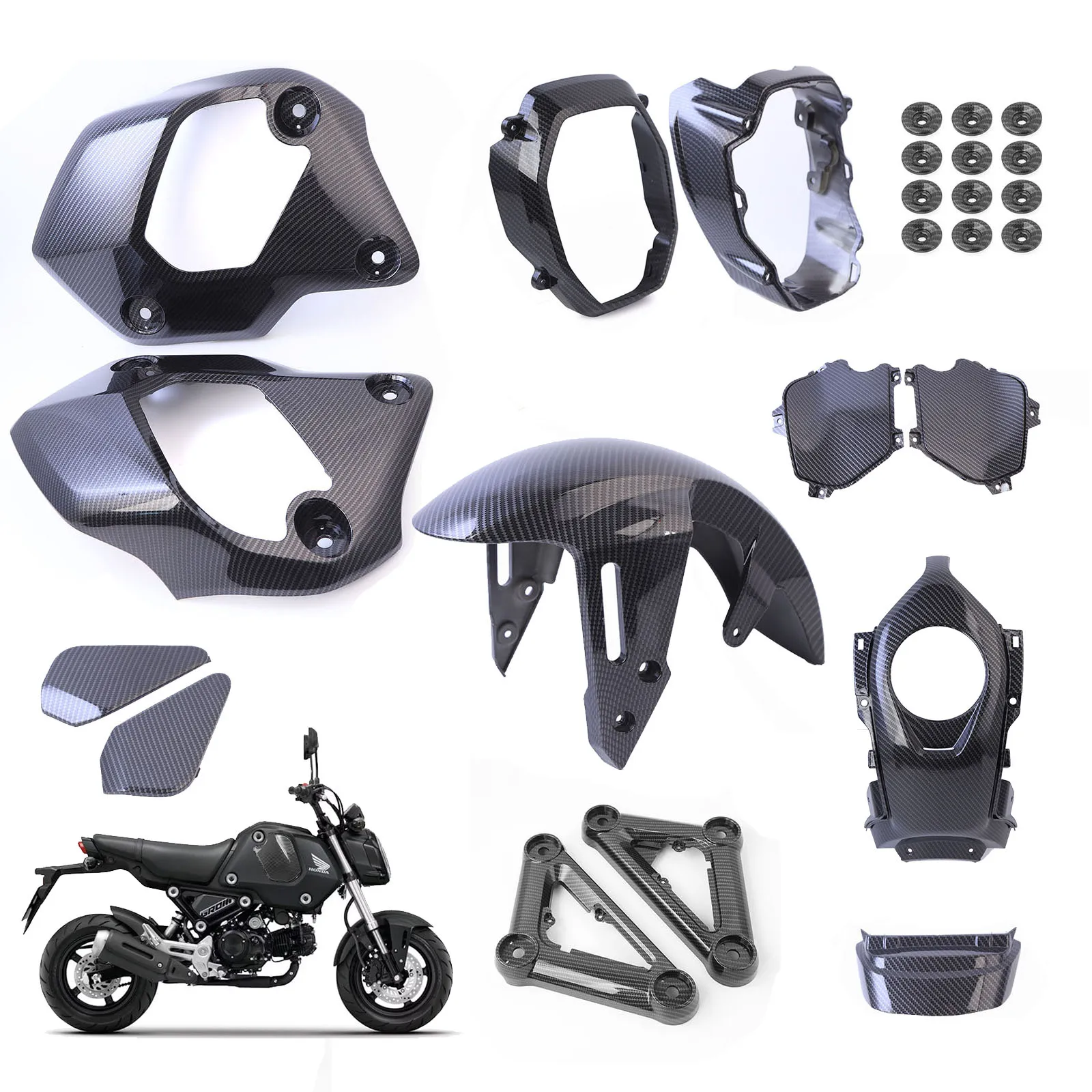 دراجة نارية ألياف الكربون نمط Fairings عدة أجزاء صالح لهوندا Grom Msx125 SF 2021 2022 2023 2024 Fairings عدة أجزاء